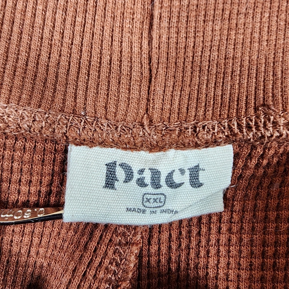 Pact 100% Organic Cotton Waffle Knit Joggers Sweatpants Womens XXL Rust Comfort - Picture 10 of 11